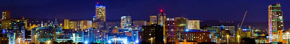 Leeds Sky Line at night. Leeds escorts thrive after sunset