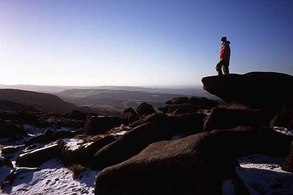 North West Escorts hiking across the hills at Kinder Stone